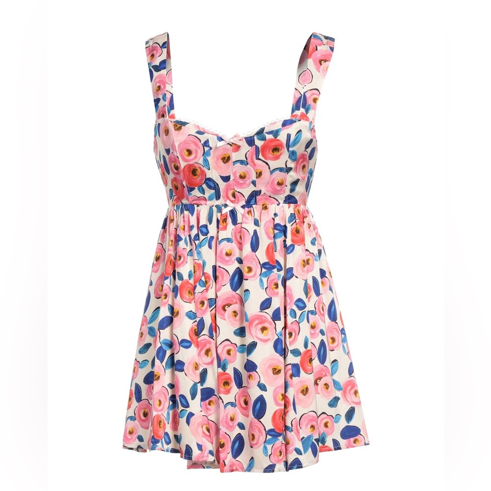 For Love And Lemons Gianna Pink Floral Mini Dress Size M